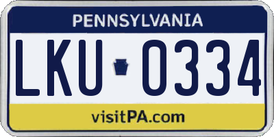 PA license plate LKU0334