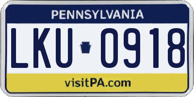 PA license plate LKU0918