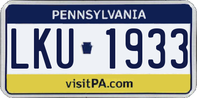 PA license plate LKU1933