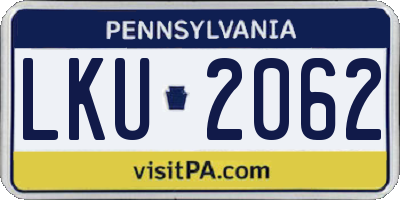 PA license plate LKU2062