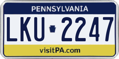 PA license plate LKU2247
