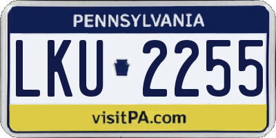 PA license plate LKU2255