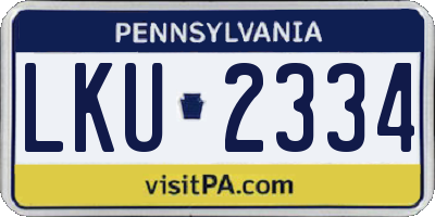 PA license plate LKU2334