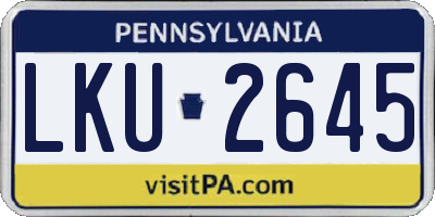 PA license plate LKU2645