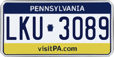 PA license plate LKU3089