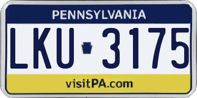 PA license plate LKU3175