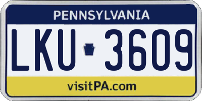 PA license plate LKU3609