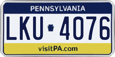 PA license plate LKU4076