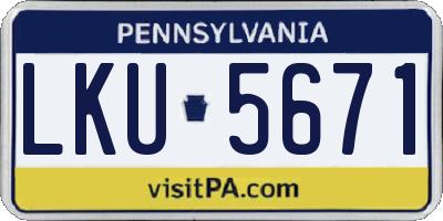 PA license plate LKU5671