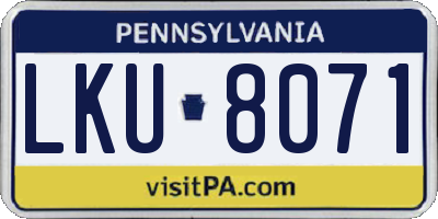 PA license plate LKU8071