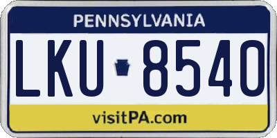 PA license plate LKU8540
