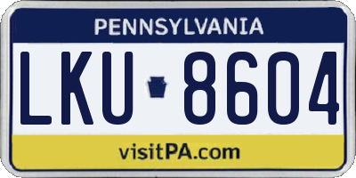 PA license plate LKU8604