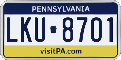 PA license plate LKU8701