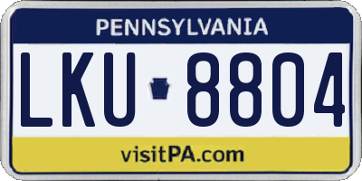 PA license plate LKU8804