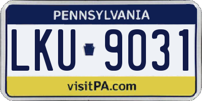 PA license plate LKU9031