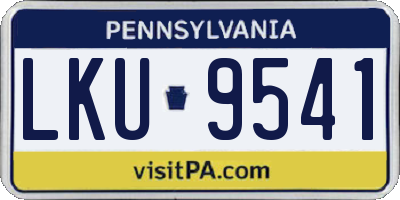 PA license plate LKU9541