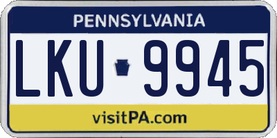PA license plate LKU9945