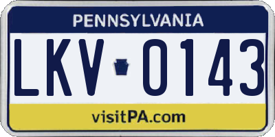 PA license plate LKV0143