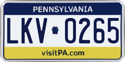 PA license plate LKV0265