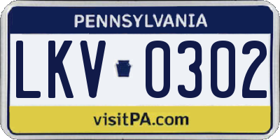 PA license plate LKV0302