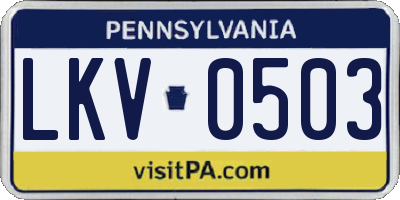 PA license plate LKV0503