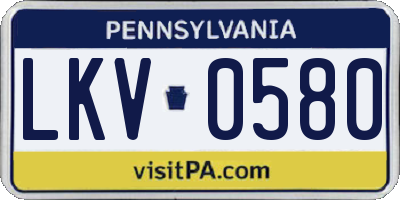 PA license plate LKV0580