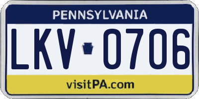PA license plate LKV0706
