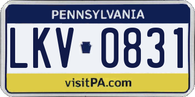 PA license plate LKV0831
