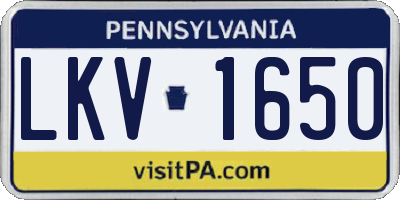 PA license plate LKV1650