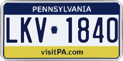 PA license plate LKV1840