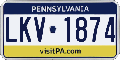 PA license plate LKV1874