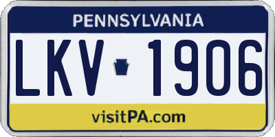 PA license plate LKV1906