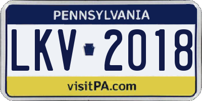 PA license plate LKV2018