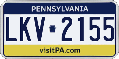 PA license plate LKV2155