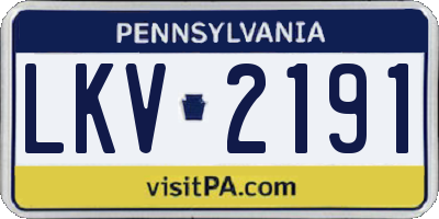 PA license plate LKV2191