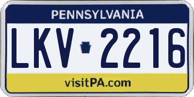 PA license plate LKV2216