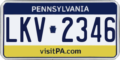 PA license plate LKV2346
