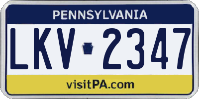 PA license plate LKV2347