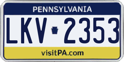 PA license plate LKV2353