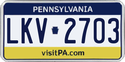 PA license plate LKV2703