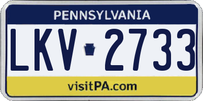 PA license plate LKV2733