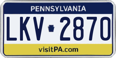 PA license plate LKV2870