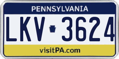 PA license plate LKV3624