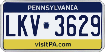 PA license plate LKV3629