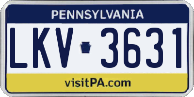 PA license plate LKV3631