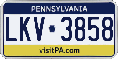 PA license plate LKV3858