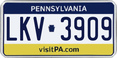 PA license plate LKV3909