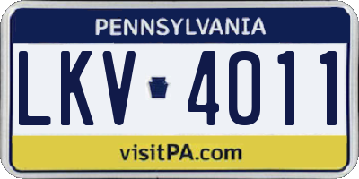 PA license plate LKV4011