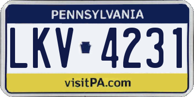 PA license plate LKV4231