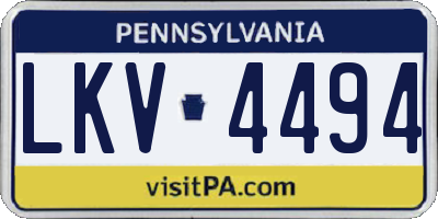 PA license plate LKV4494
